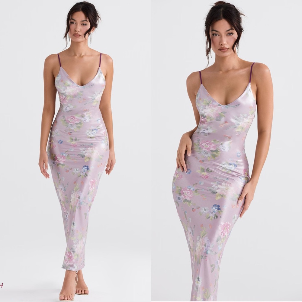 House of CB ARIA Mauve Floral Maxi Dress - Picture 6 of 16